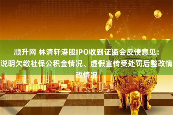 顺升网 林清轩港股IPO收到证监会反馈意见：需说明欠缴社保公积金情况、虚假宣传受处罚后整改情况